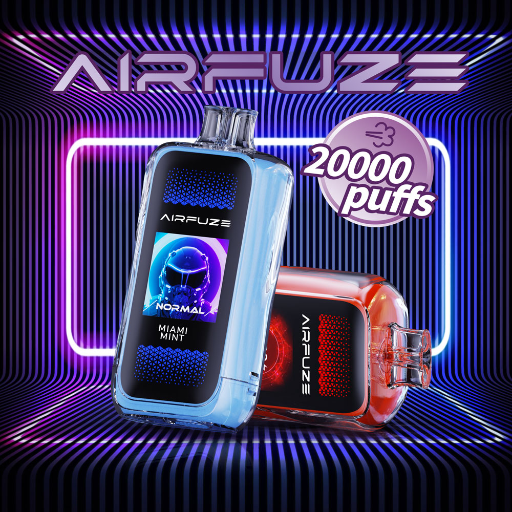 AIRFUZE JET 20000 device featuring a dynamic display, dual mesh coils, and multi-mode vaping adjustment.