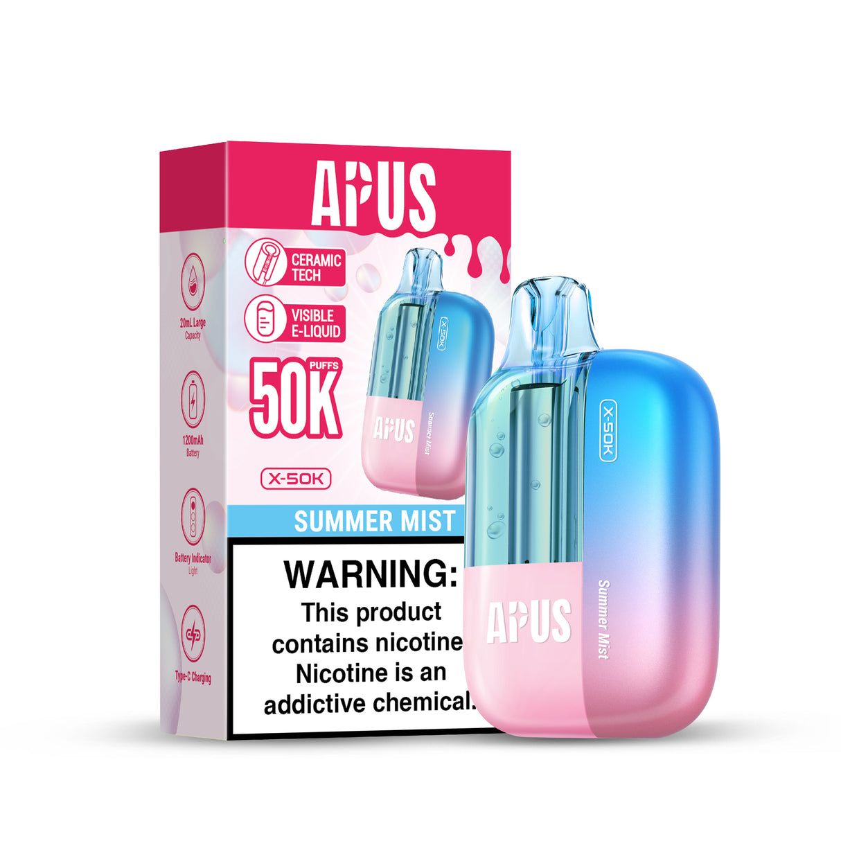 APUS X-50K Disposable Device - 50,000 Puffs