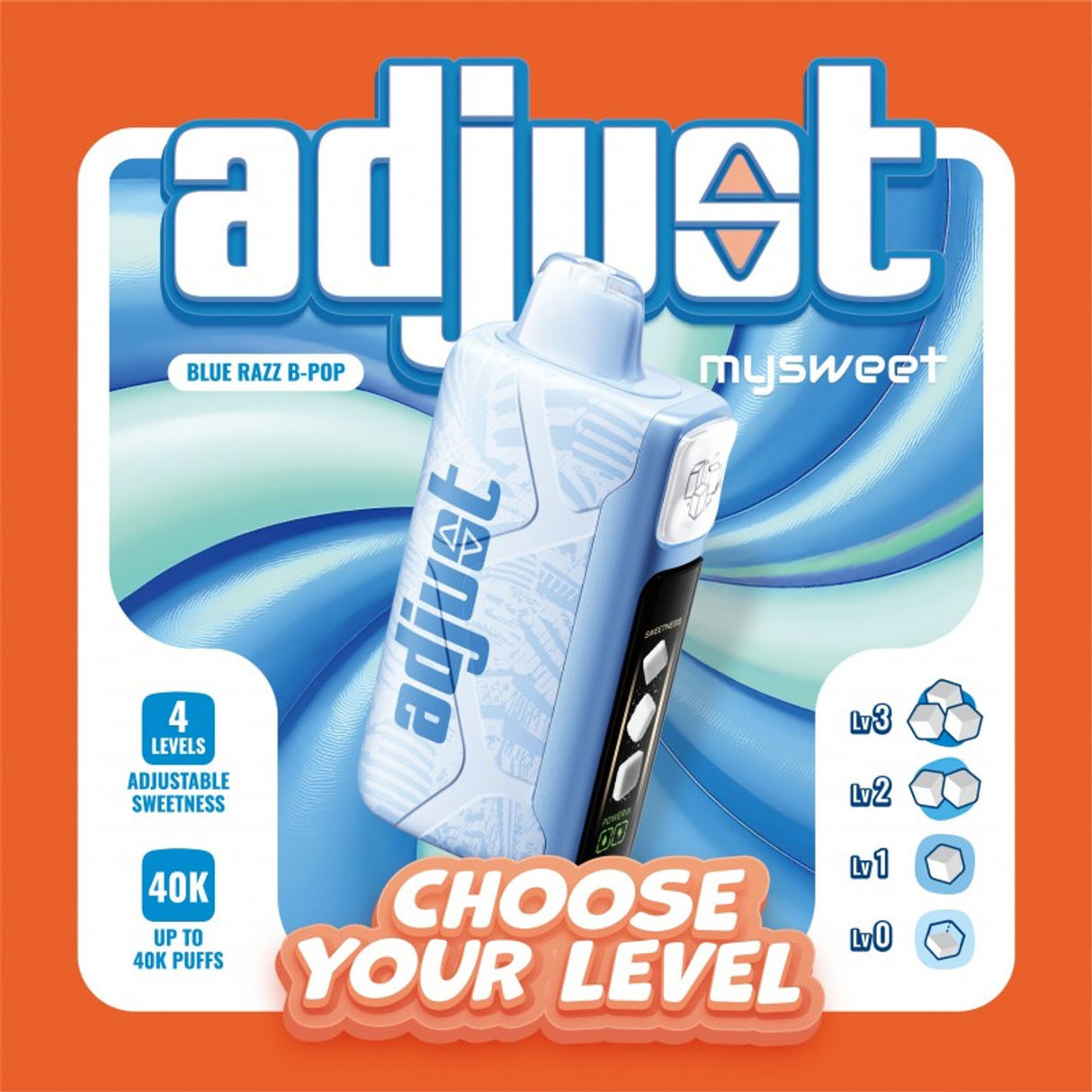 Adjust MySweet 40K Disposable – 40,000 puff device with adjustable sweetness and turbo firing modes.