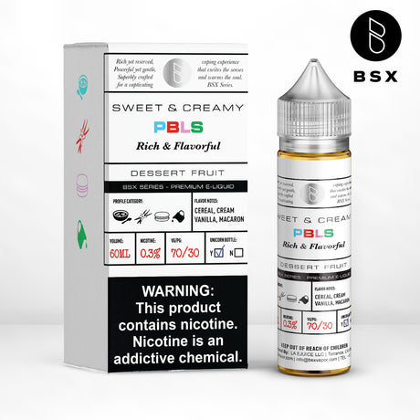 BSX Vapor BSX Series PBLS E-Liquid featuring fruity cereal, sweet cream, and French macaron dessert flavors in a 60mL bottle.
