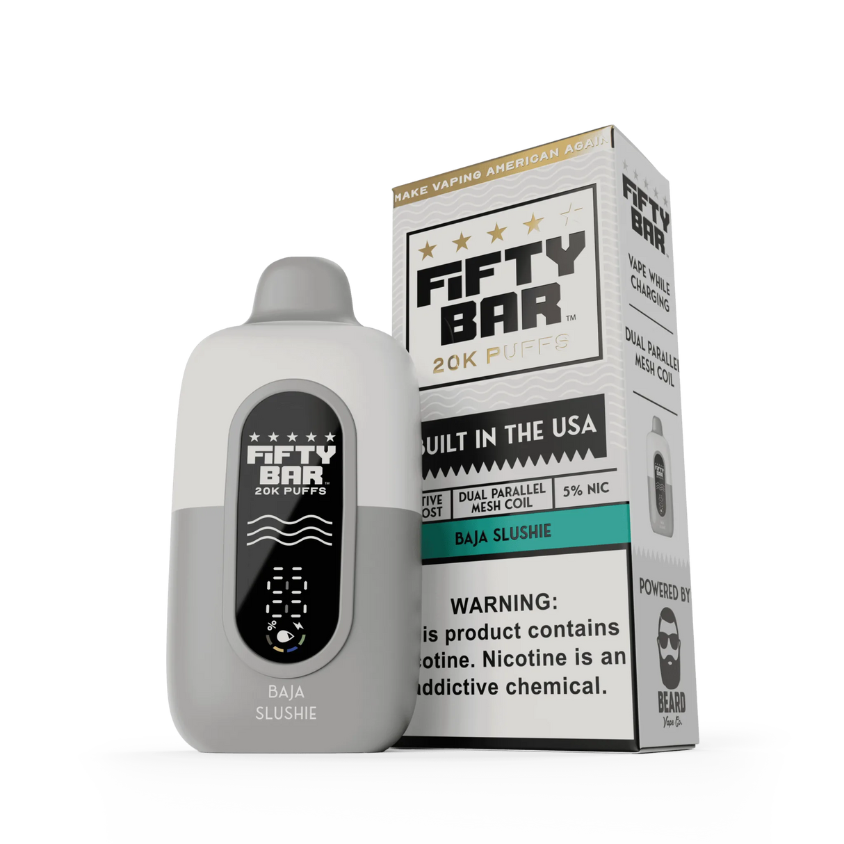 FIFTY BAR "White Series" 20K Puff  Powered By BEARD Vape Co. Disposable Device - 20000 Puffs