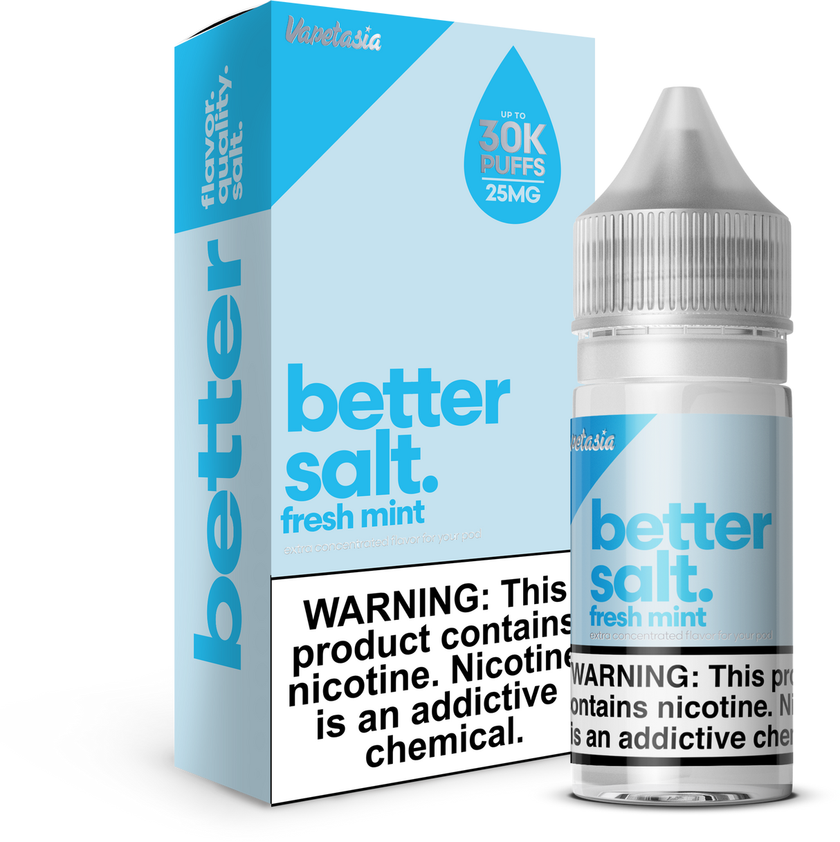 Better Salt Fresh Mint 30ML nicotine salt e-liquid with crisp icy mint flavor.
