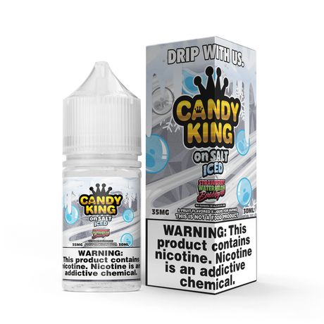 30ML CANDY KING ICED Strawberry Watermelon Bubblegum bottle with frozen strawberry, watermelon, and bubblegum flavors