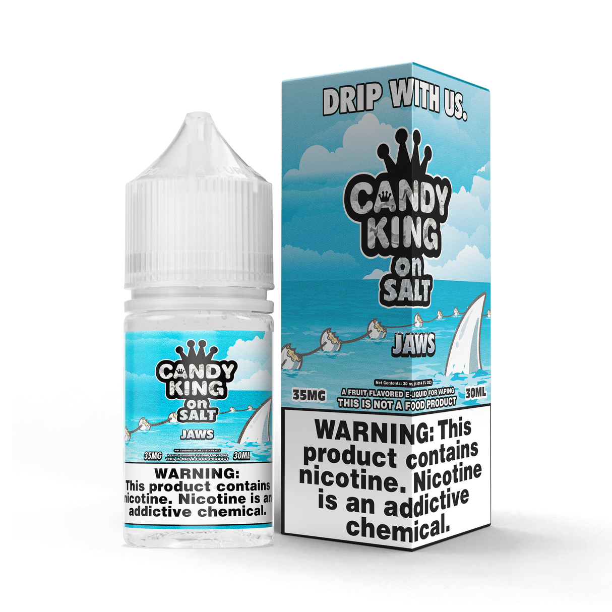 30ML CANDY KING on SALT Jaws bottle with blue raspberry and vanilla gummy candy flavor
