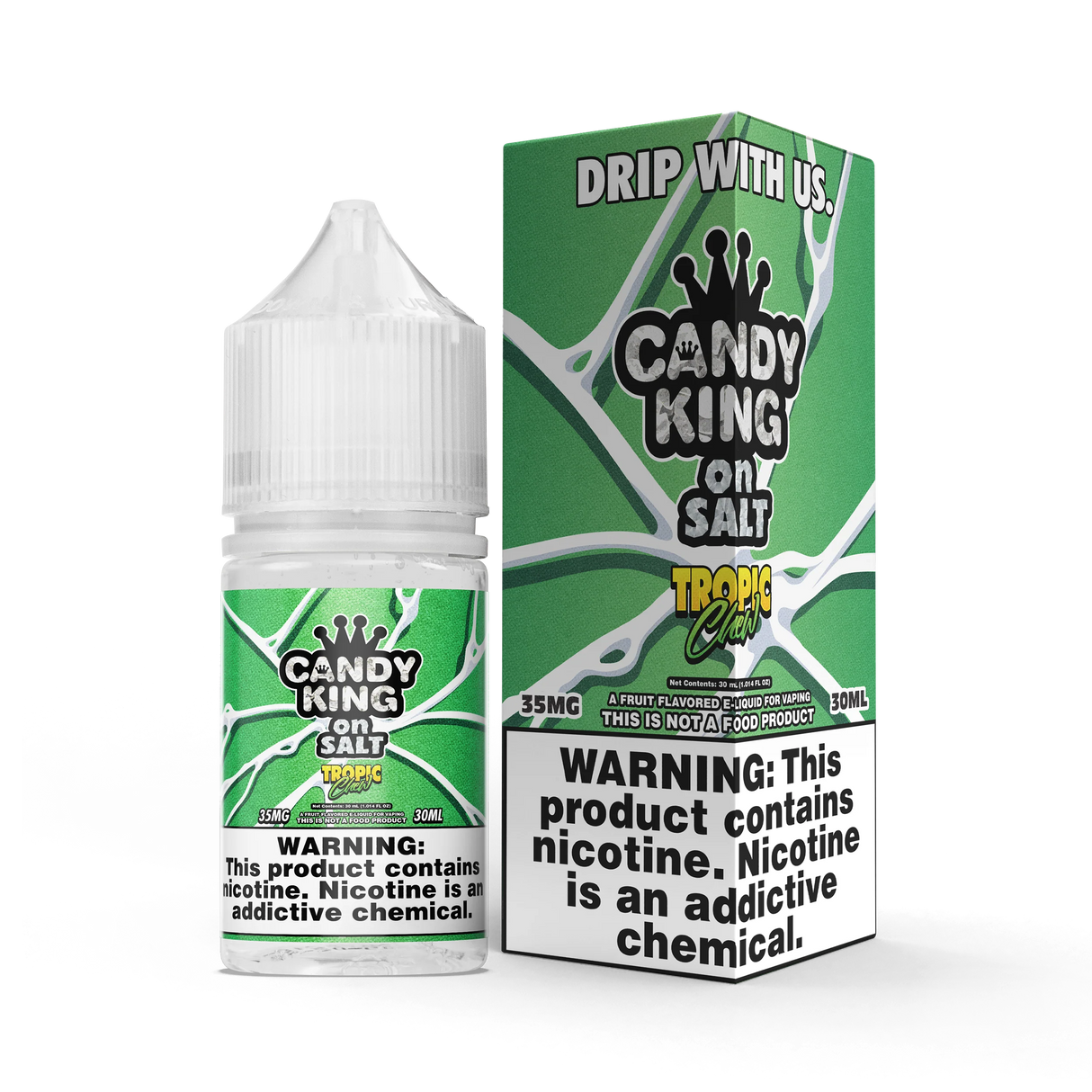 30ML CANDY KING on SALT Tropic Chew bottle with sweet, tangy, and sour tropical fruit candy flavor