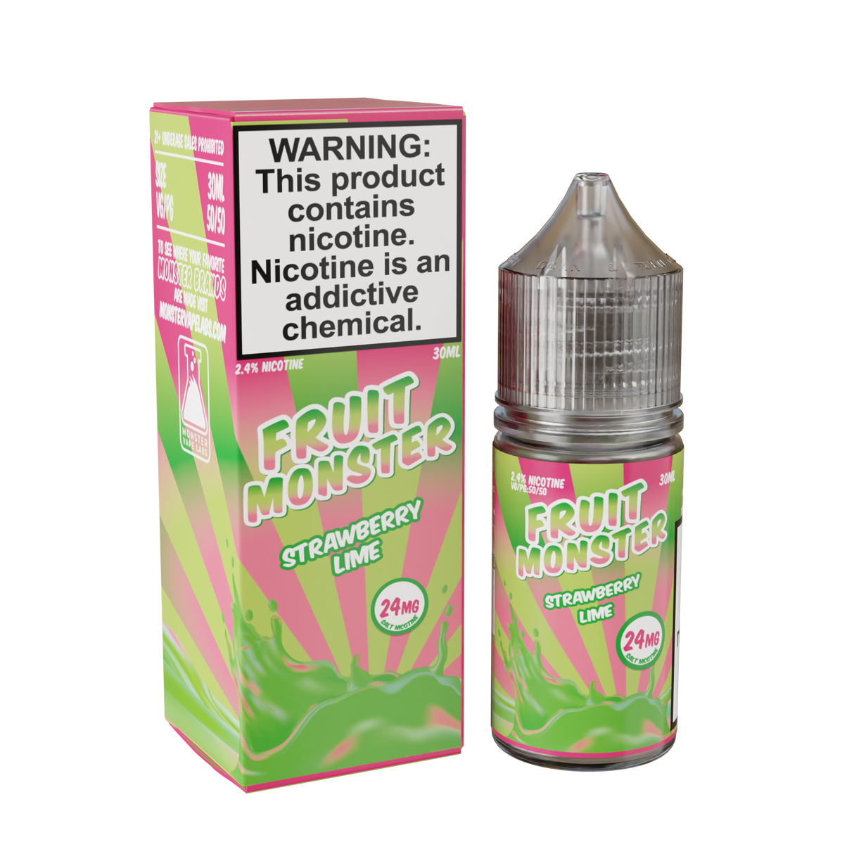 30ML Fruit Monster Salt – Strawberry Lime bottle featuring strawberry and lime flavor