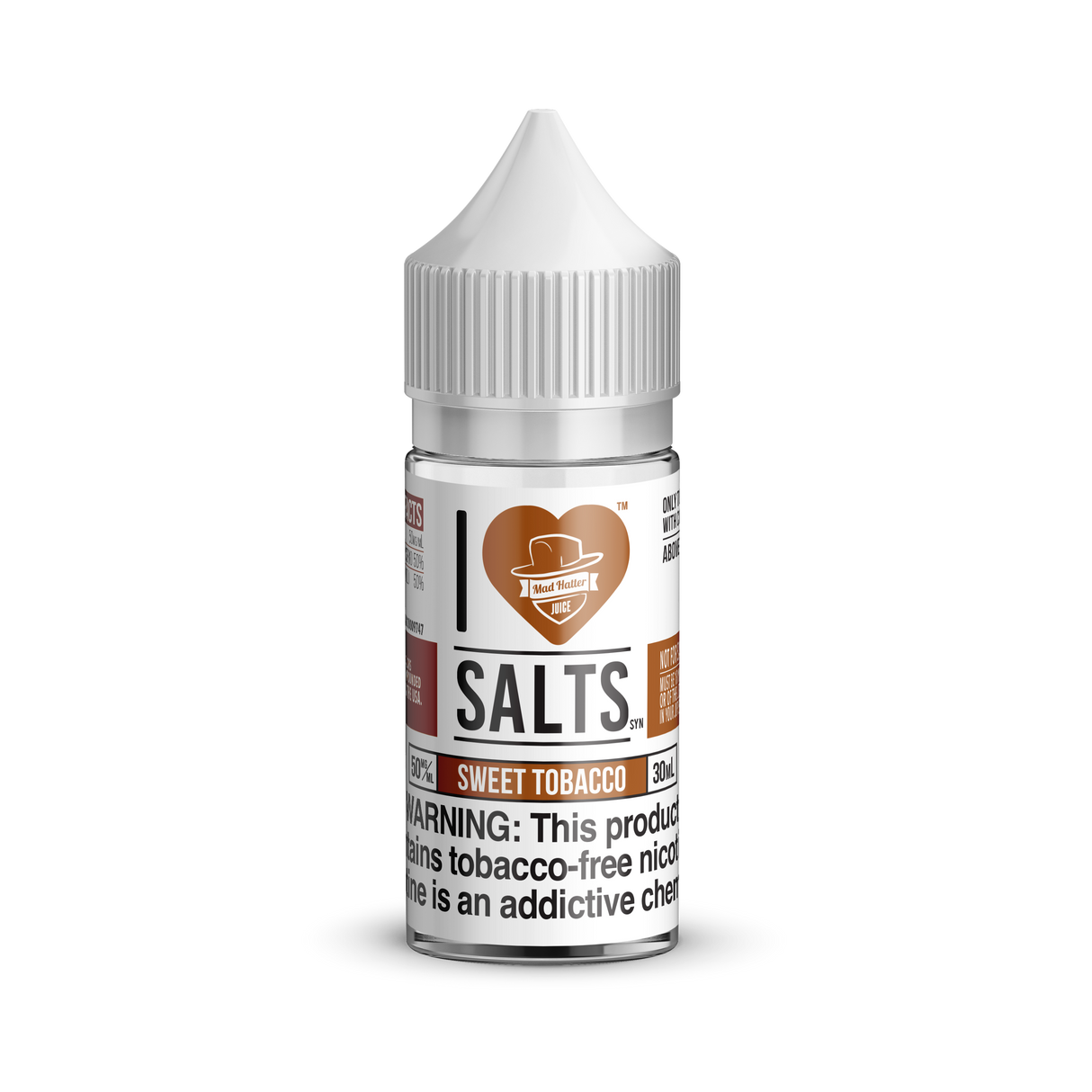 I Love Salts Sweet Tobacco 30ML nicotine salt e-liquid with rich tobacco, vanilla, and nutty flavor profile.