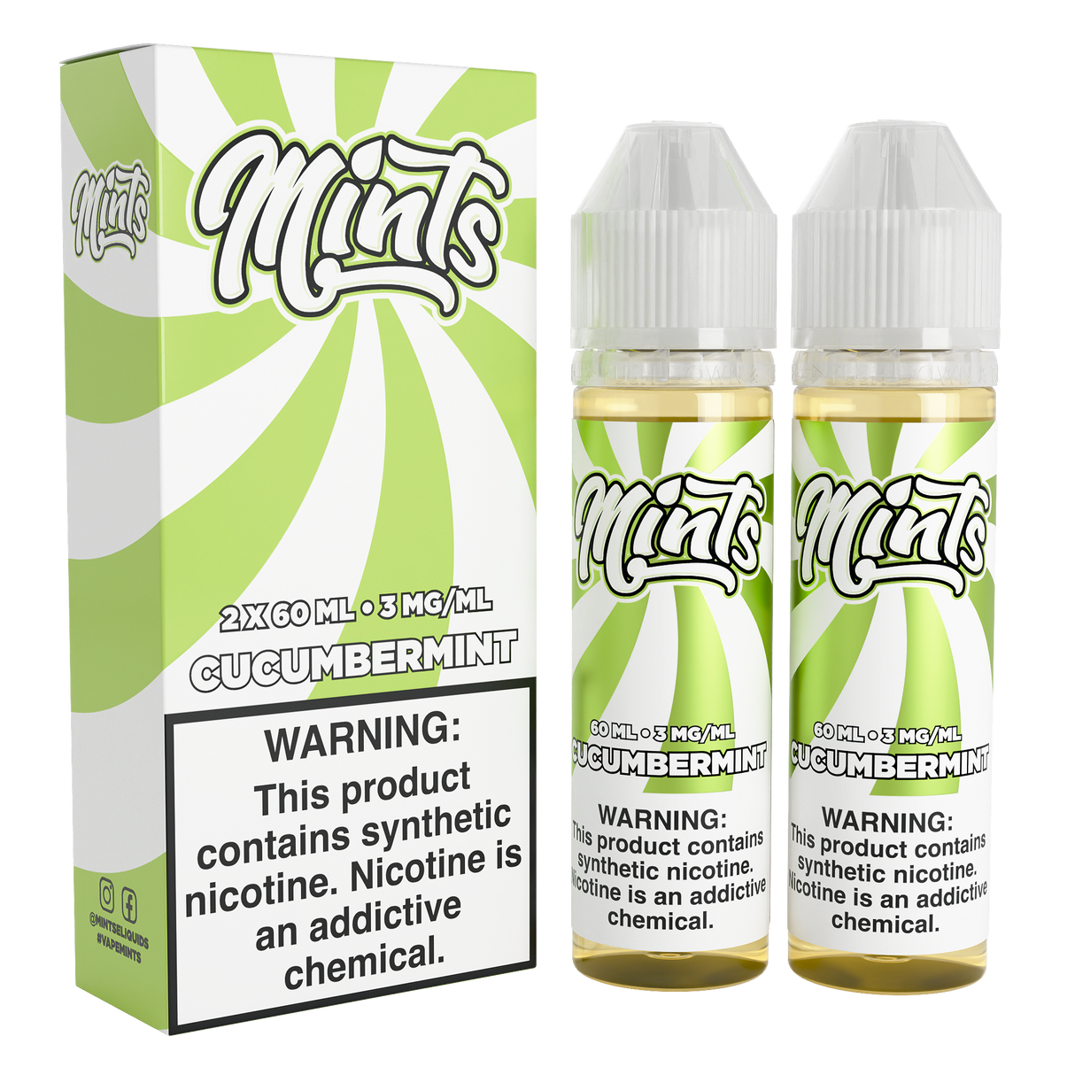 Mints Vape Co Cucumbermint 120ML twin pack with refreshing cucumber and mint flavor profile.