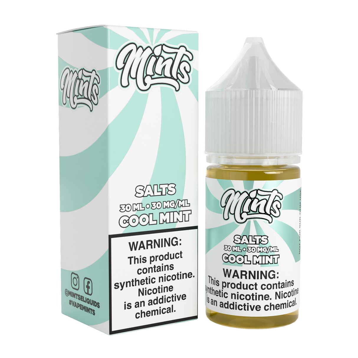 Mints Vape Co SALT Cool Mint 30ML nicotine salt e-liquid with refreshing mint flavor profile.