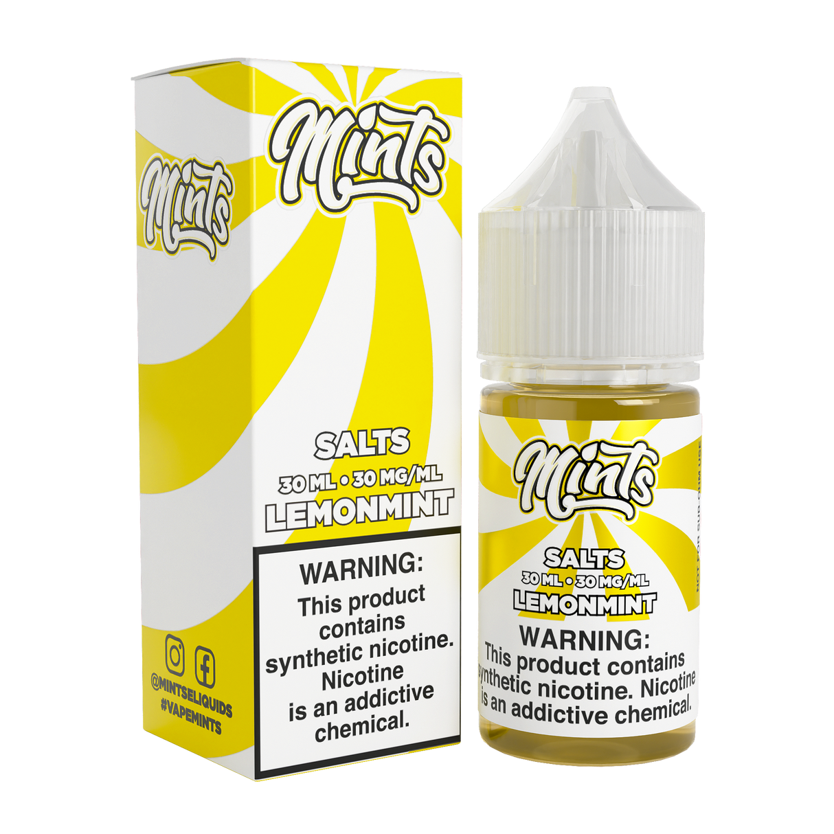 Mints Vape Co SALT Lemonmint 30ML nicotine salt e-liquid with sweet lemon and icy mint flavor profile.