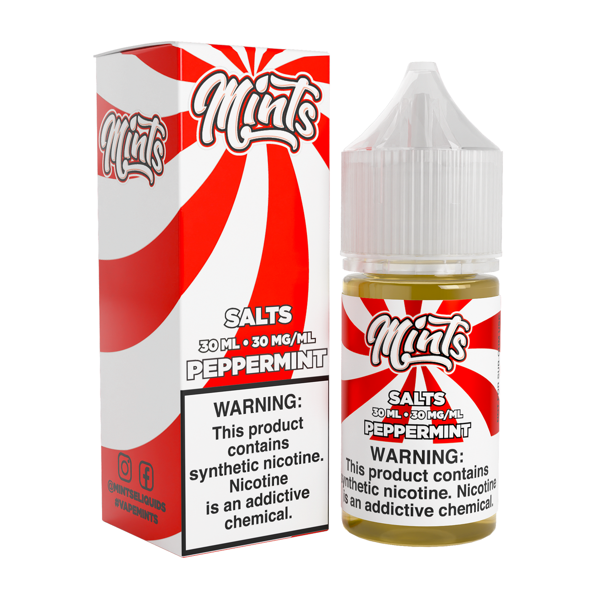Mints Vape Co SALT Peppermints 30ML nicotine salt e-liquid with classic peppermint candy flavor.