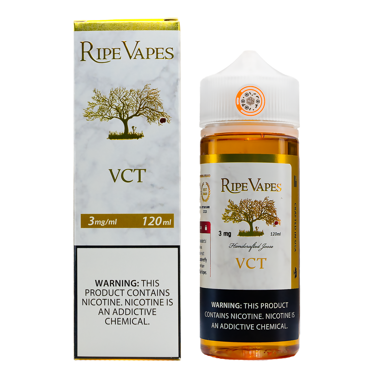 Ripe Vape VCT 120ML e-liquid with vanilla custard and smooth tobacco flavor profile.