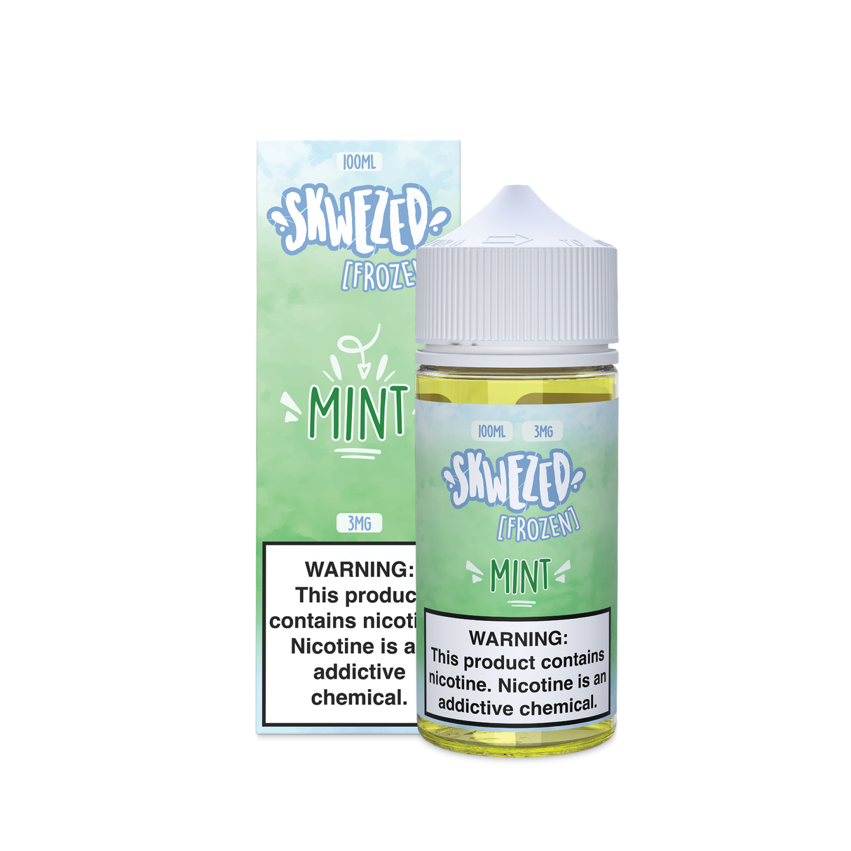 SKWEZED Frozen Mint 100ML e-liquid bottle with cool mint and icy flavor profile.