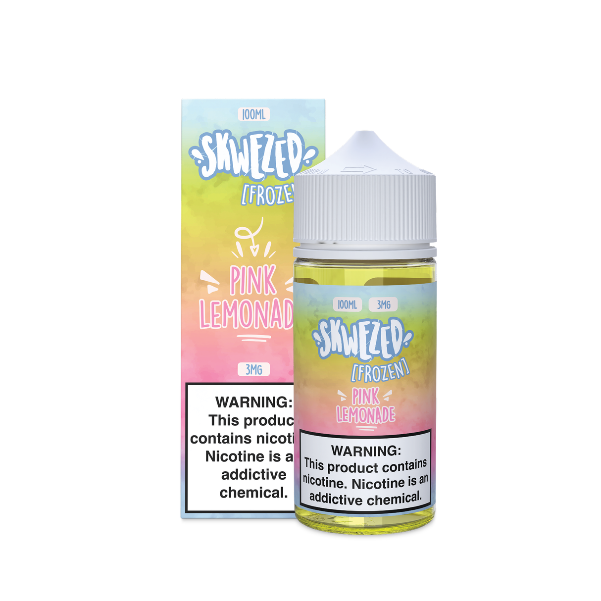 SKWEZED Pink Lemonade Pink Summer 100ML e-liquid with sweet citrus lemonade and icy menthol flavor.