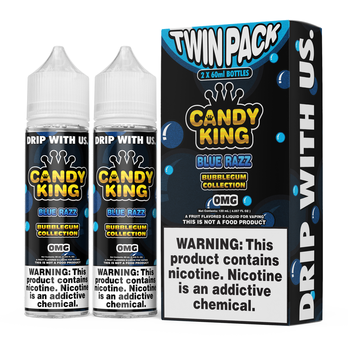 CANDY KING Bubblegum – Blue Razz 120ML Twin Pack – Blueberry Raspberry Bubblegum Vape Juice