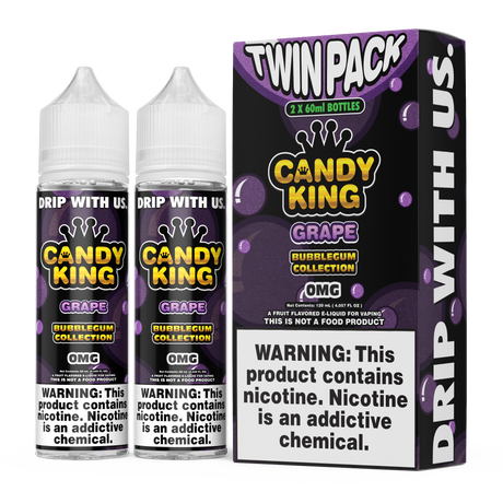 CANDY KING Bubblegum – Grape 120ML Twin Pack – Grape Berry Bubblegum Vape Juice