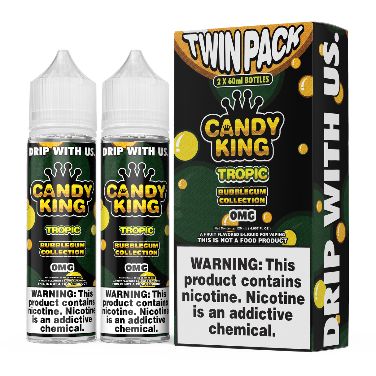 CANDY KING Bubblegum – Tropic 120ML Twin Pack – Tropical Fruit Bubblegum Vape Juice