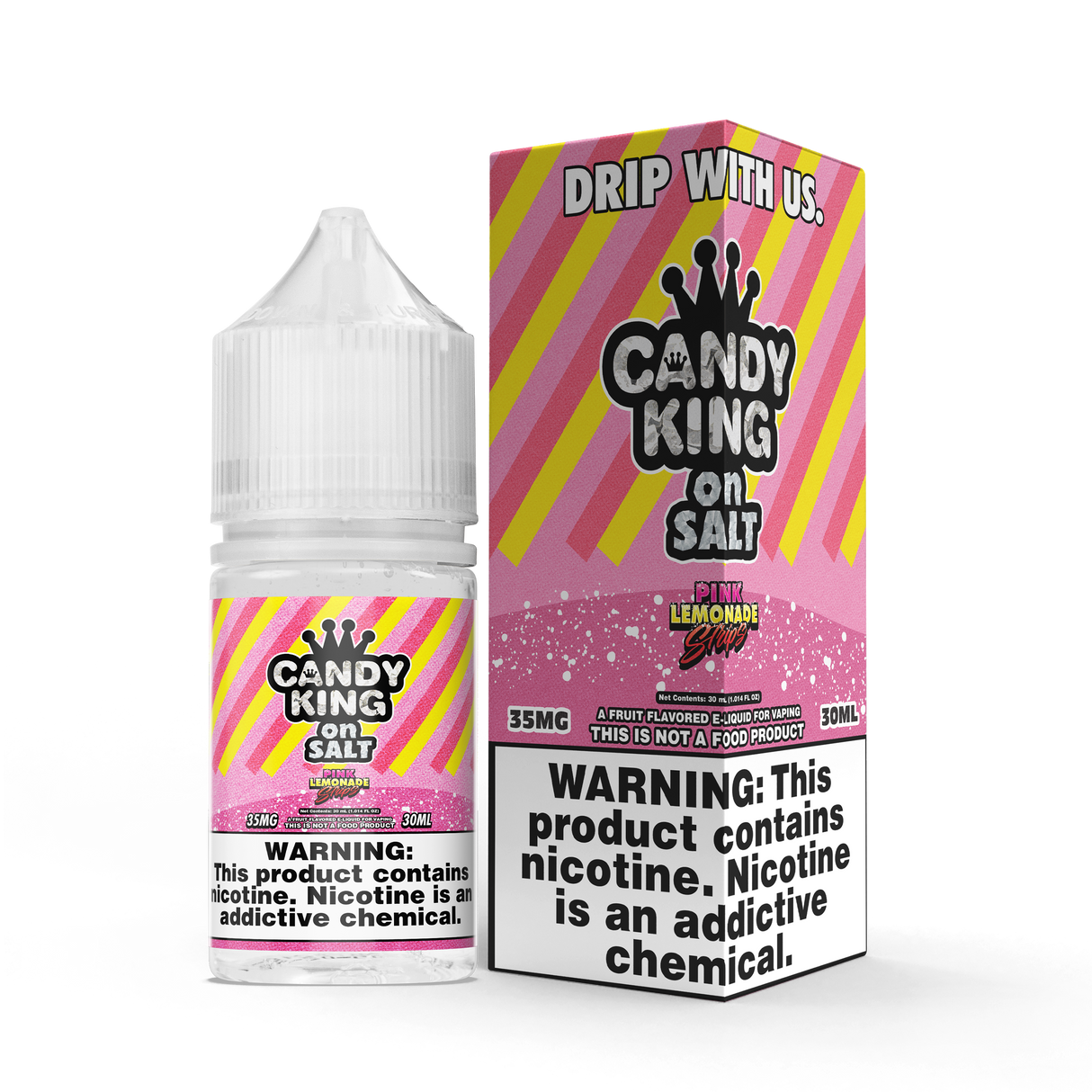CANDY KING on SALT – Pink Lemonade Strips 30ML Bottle – Sweet & Tart Citrus Nic Salt Vape Juice