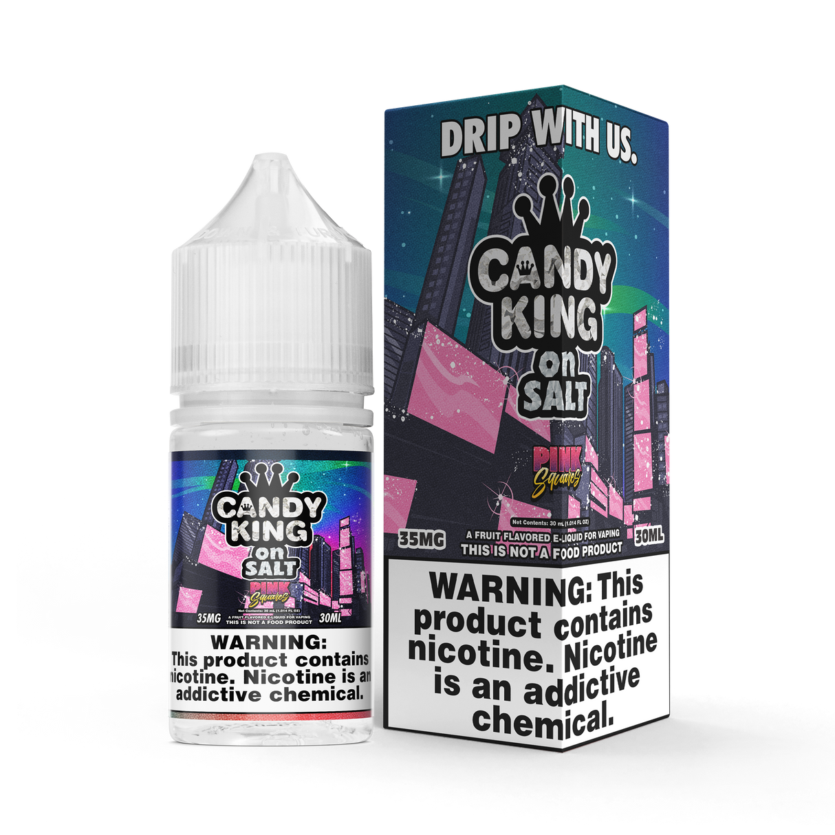 CANDY KING on SALT – Pink Squares 30ML Bottle – Fruity Chewy Candy Nic Salt Vape Juice