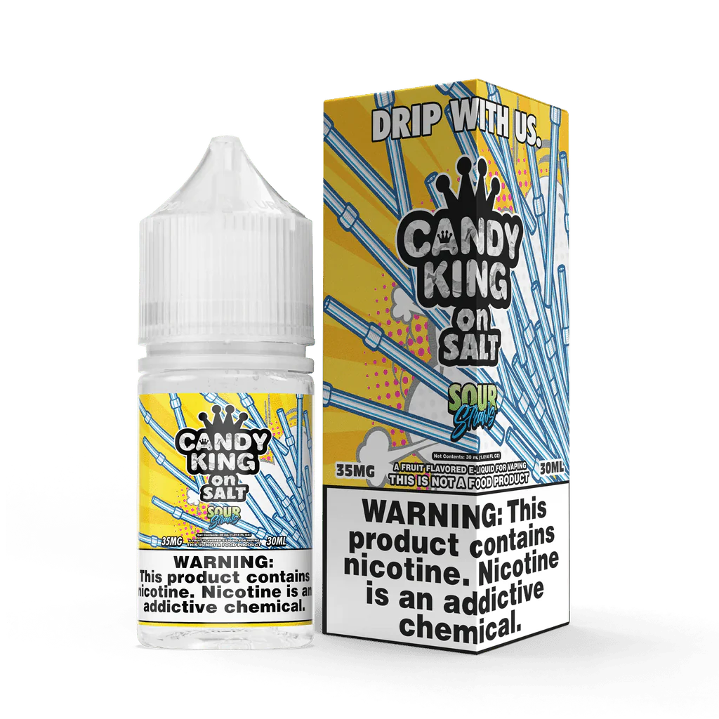 CANDY KING on SALT – Sour Straws 30ML Bottle – Blue Raspberry Sour Candy Nic Salt Vape Juice