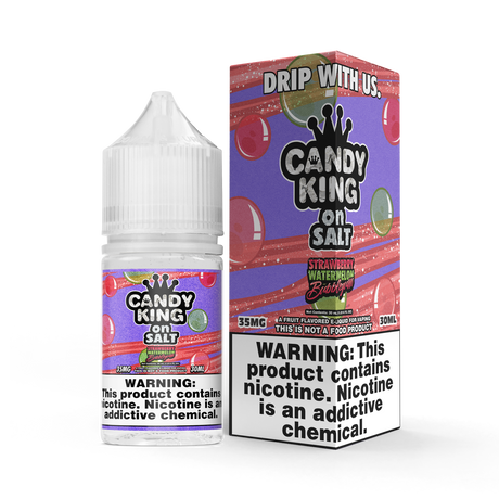CANDY KING on SALT – Strawberry Watermelon Bubblegum 30ML Bottle – Fruity Bubblegum Nic Salt E-Liquid