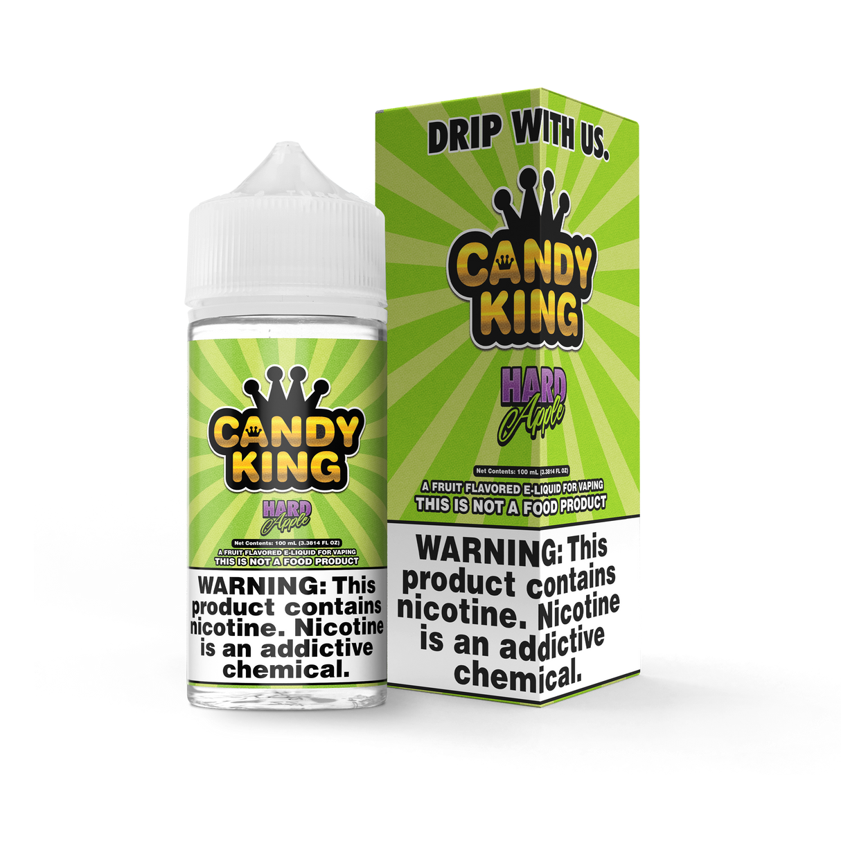 Candy King Hard Apple 100mL e-liquid bottle featuring a tangy green apple hard candy flavor profile.