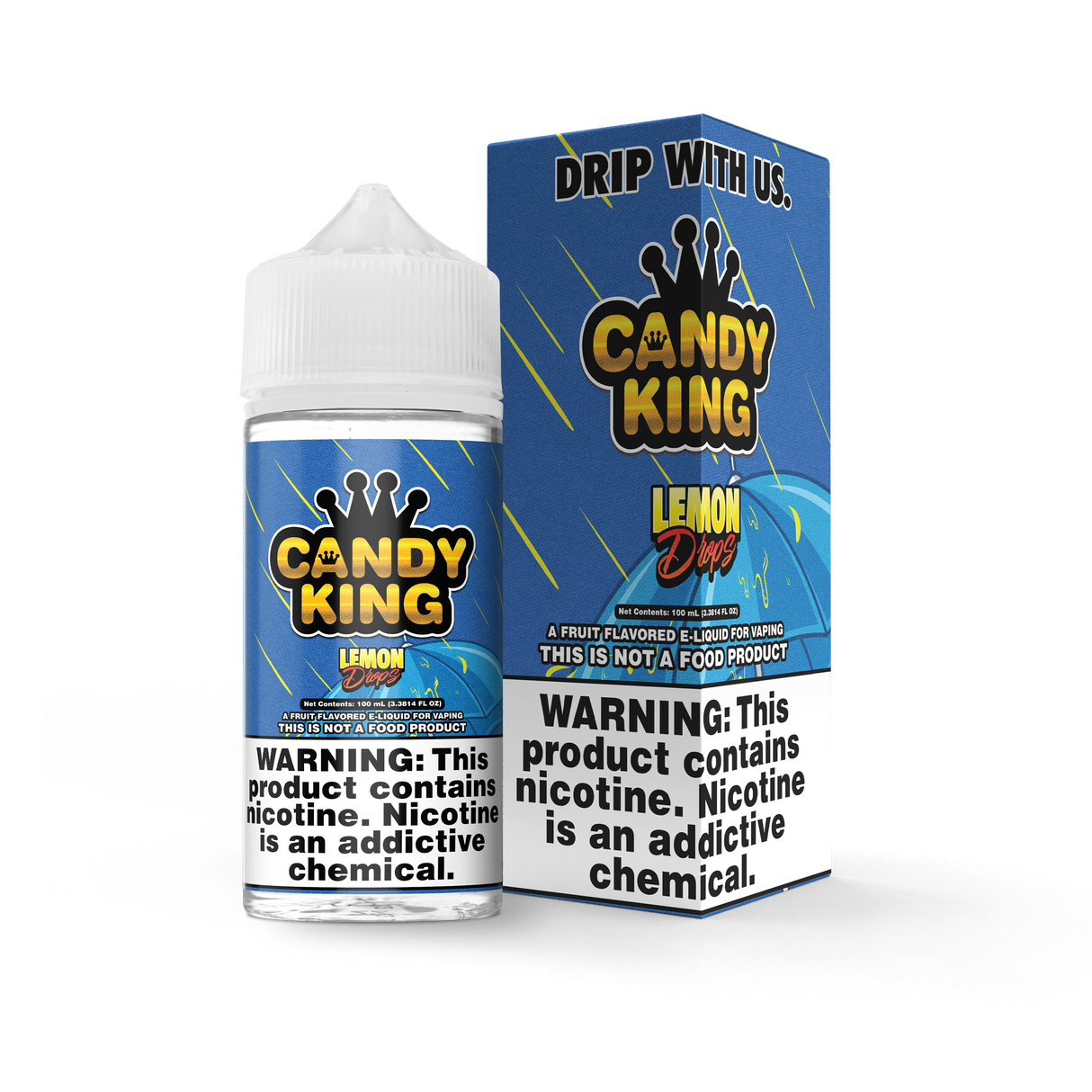 Candy King Lemon Drop 100mL e-liquid bottle featuring a zesty lemon candy flavor profile.