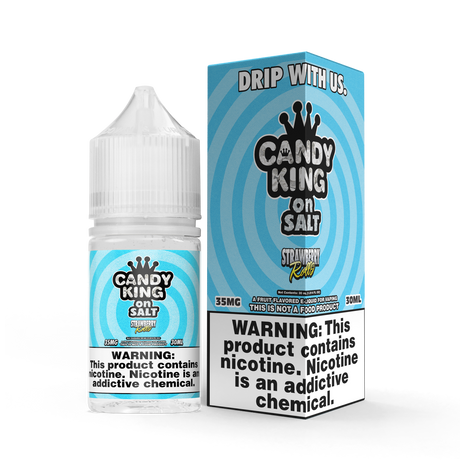 Candy King Salt – Strawberry Rolls 30mL nicotine salt with sweet & tangy strawberry candy flavor, 50/50 VG/PG, 35 mg or 50 mg nicotine.