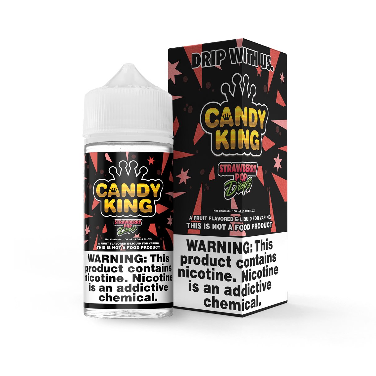 Candy King Strawberry Pop Drops 100ML E-Liquid – Fizzy Strawberry Popping Candy Flavor