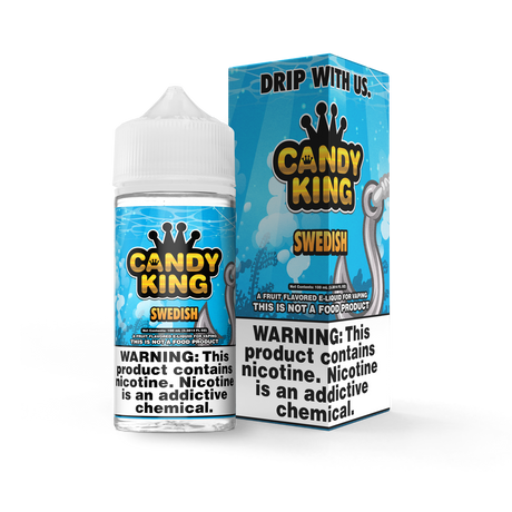 Candy King Swedish 100mL e-liquid bottle featuring a sweet and fruity strawberry candy flavor profile.