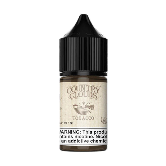 Country Clouds SALT Tobacco E-Liquid featuring classic and robust tobacco flavor in a 30mL unicorn bottle.