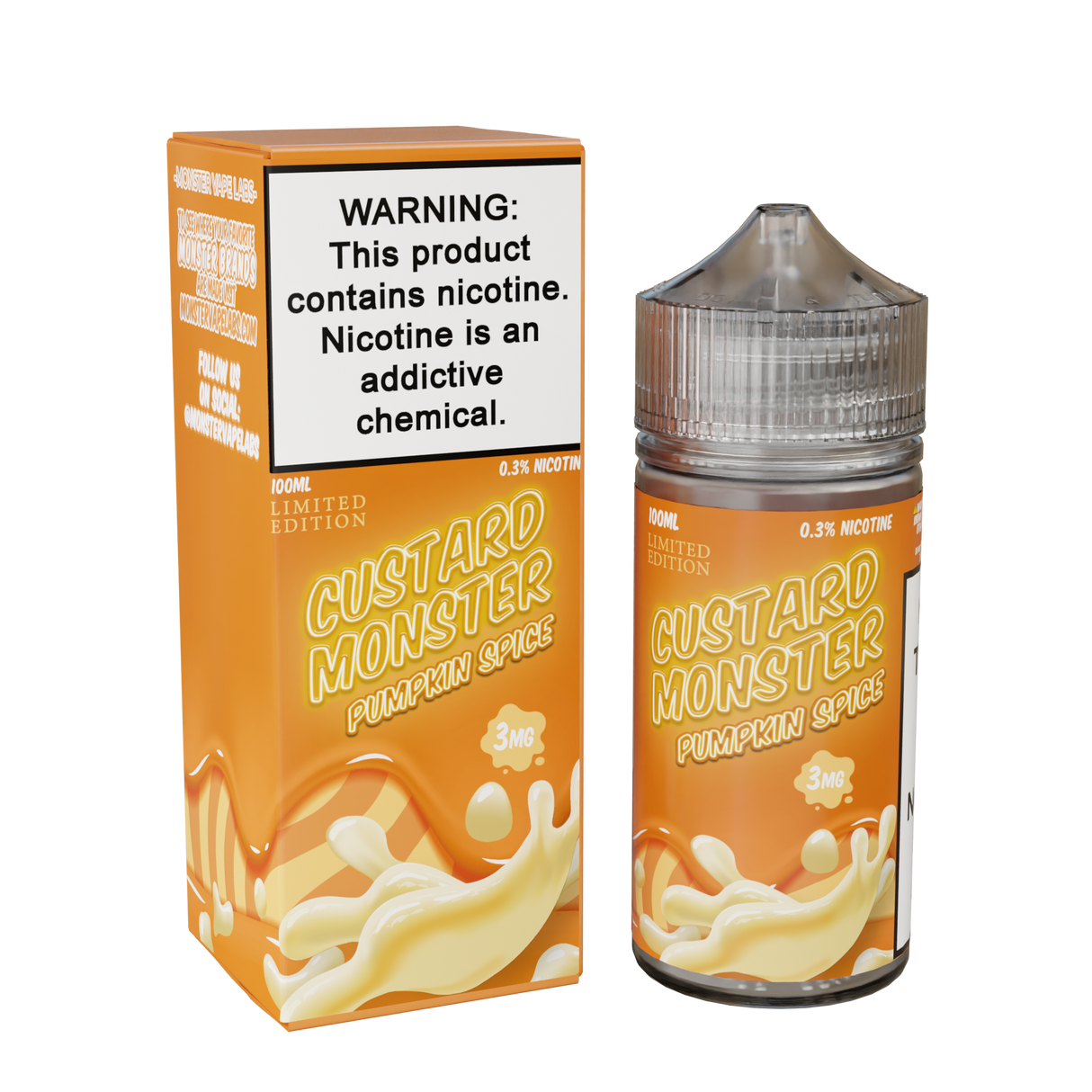 Custard Monster Pumpkin Spice E-Liquid 100mL Bottle
