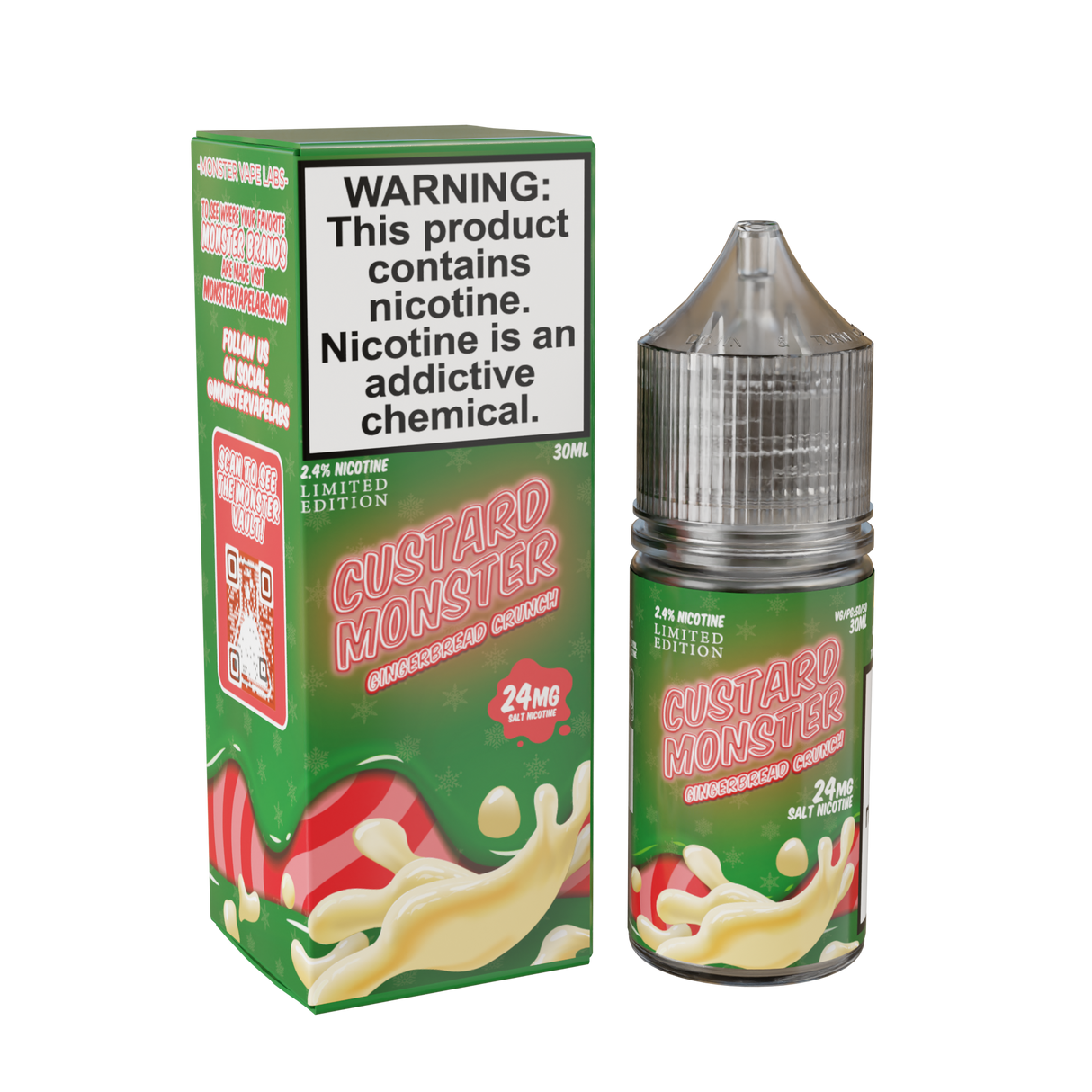 Custard Monster Salt Gingerbread Crunch 30ML – Spiced Gingerbread Cookie Nicotine Salt Vape