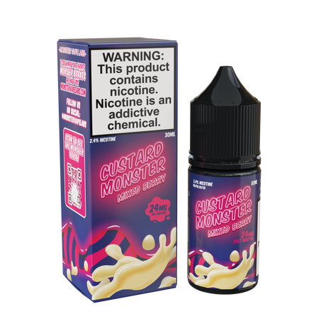 Custard Monster Salt – Mixed Berry – 30mL nicotine salt e-liquid with sweet mixed berries and smooth vanilla custard flavor.