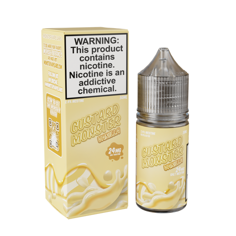 Custard Monster Salt – Vanilla – 30mL nicotine salt e-liquid with smooth vanilla custard flavor.