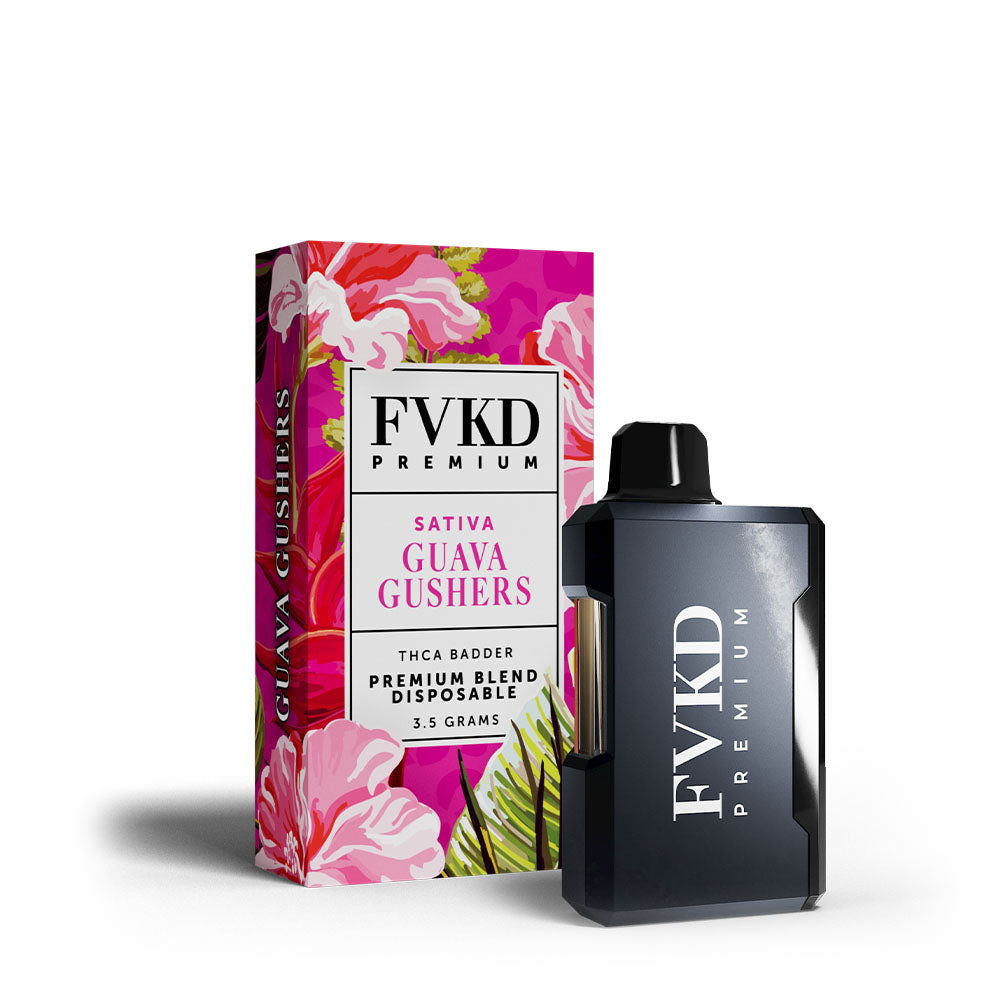 FVKD THCA Badder Disposable – 3.5g device with LED screen and USB-C charging.