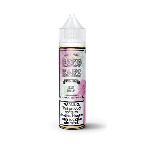 60mL bottle of ESCO BARS Fruit Medley e-liquid with a sweet and tangy mixed fruit flavor.