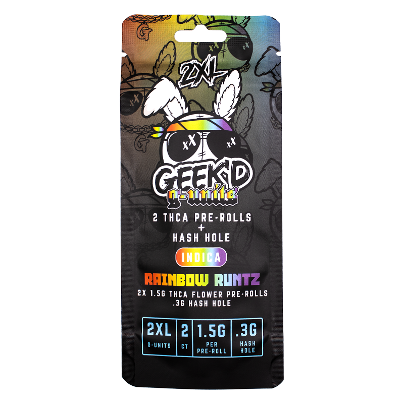 GEEK'D g-units 2XL THCA Pre-Rolls + Hash Hole 1.5g - 2 Count