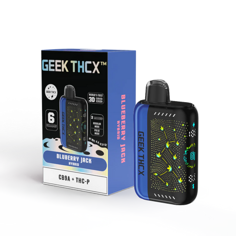 GEEK THCX Pulse X Disposable Vape – 6G CB9-A & THC-P, 3D Curved Galaxy Screen, Dual Mesh Coil, Rechargeable Type-C Battery.