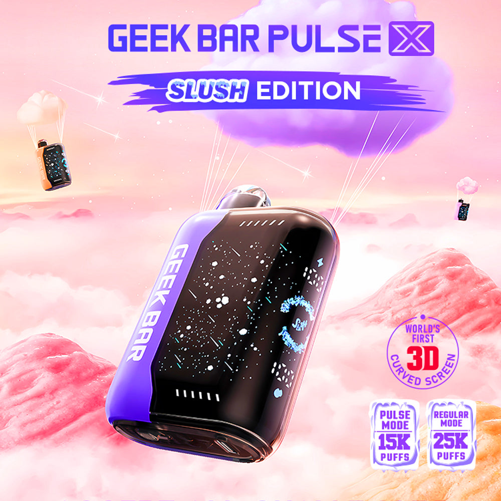 Geek Bar Pulse X 25K Slush Edition Disposable with 25,000 puffs and dual mesh coils.