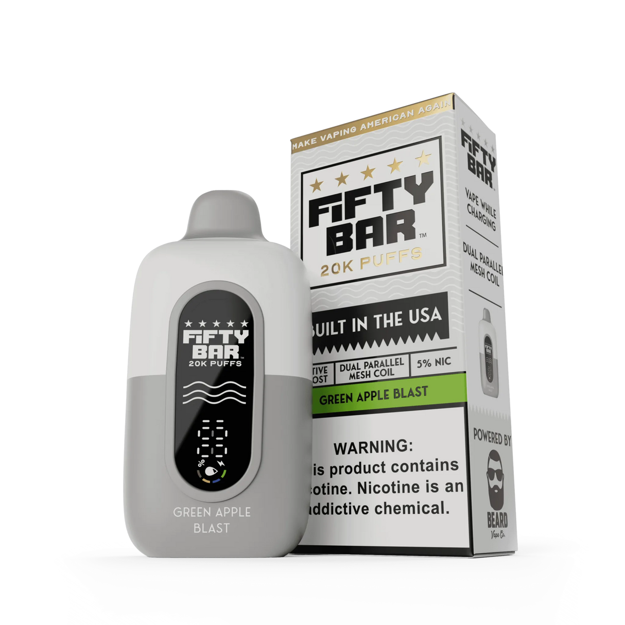 FIFTY BAR "White Series" 20K Puff  Powered By BEARD Vape Co. Disposable Device - 20000 Puffs