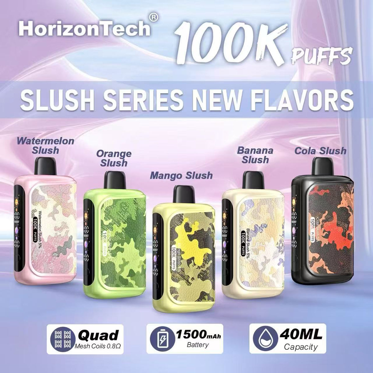 Texas Compliant | Assembled in Indonesia HorizonTech 100K Slush Series 100,000 Puffs | VapoRider Texas Compliant | Assembled in Indonesia HorizonTech 100K Slush Series 100,000 Puffs | VapoRider