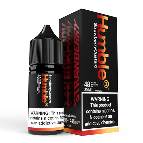Humble Juice Co Smash Mouth Strawberry Custard Nicotine Salt 30mL E-Liquid with child-resistant cap.