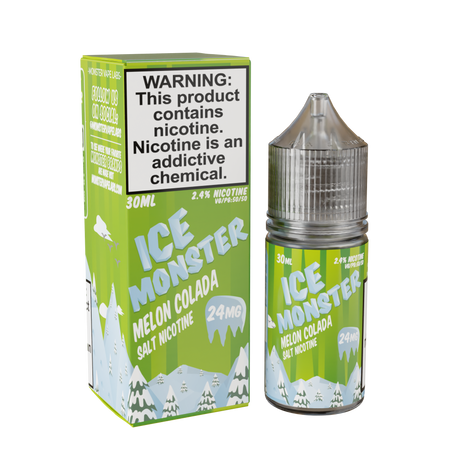 Ice Monster Salt – Melon Colada – 30mL nicotine salt e-liquid featuring juicy pineapple, creamy coconut, sweet melon, and a refreshing menthol exhale.