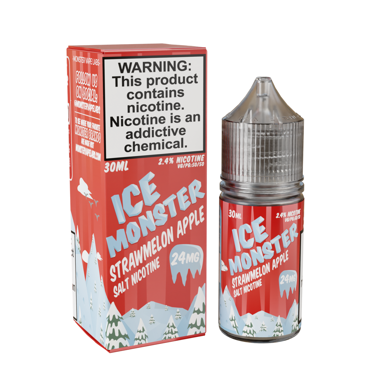 Ice Monster Salt – Strawmelon Apple – 30mL nicotine salt e-liquid featuring sweet strawberries, juicy watermelon, crisp apples, and a refreshing menthol exhale.