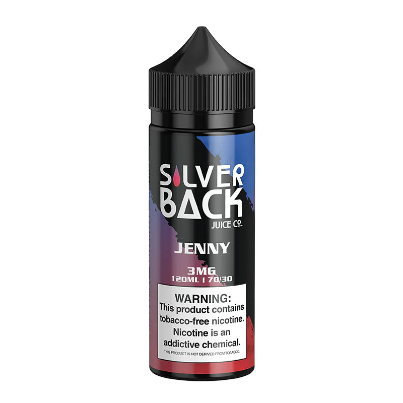 JENNY E-Liquid by Silverback Juice Co – Minty watermelon bubblegum and tangy strawberry candy in a 120mL bottle.
