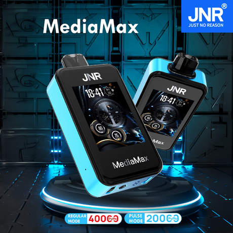JNR Media Max 40000 – Smart Bluetooth-enabled 40,000-puff disposable vape with HD display, Type-C charging, and adjustable airflow.
