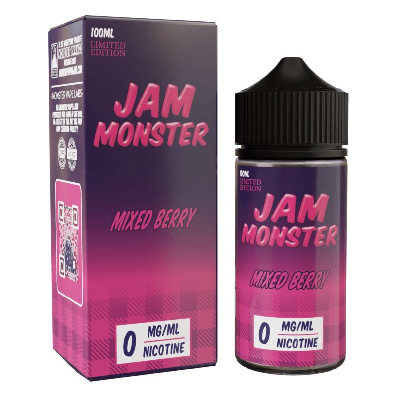 Jam Monster - Mixed Berry – 100mL e-liquid featuring sweet mixed berry jam, butter, and toast for smooth, bold clouds.