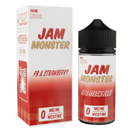 Jam Monster - PB & Strawberry – 100mL e-liquid with peanut butter and strawberry jam flavor for smooth, bold clouds.
