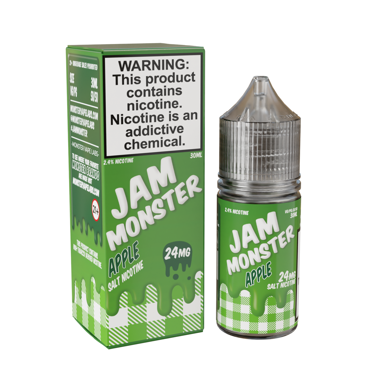 Jam Monster Salt – Apple – 30mL nicotine salt e-liquid featuring sweet apple jam, buttery toast, and a smooth finish.